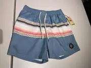 Quicksilver Shorts Men's Small Swim Trunks Striped Beach Blue Poly Unlined