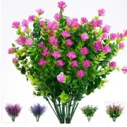 12 Bundles Artificial Flowers for Outdoors Decoration, UV 12 Pieces Prune