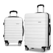 Wanderlite 2pcs Luggage Trolley Travel Suitcase Set TSA Hard Shell Case Strap Wh