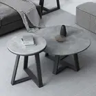 Set of 2 Stone Marble Nesting Table Indoor Outdoor Patio Accent Tea Coffee Table