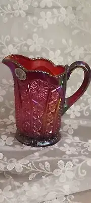 Indiana Glass Heirloom Sunset Pitcher Carnival Glass With Original Sticker