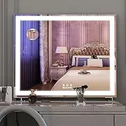 Vanity Mirror with Lights, Hollywood Mirror Lighted Makeup Mirror with Smart Button, Tabletop Makeup Mirrors, Silver, 600×150×507mm