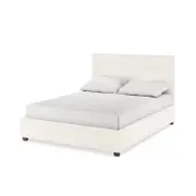 Lovita Bouclé Bed Frame w/ Gas Lift Storage - Cream White