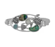 Sealife Theme Resin Opal and Abalone with Multi Turtle Stretch Bracelet