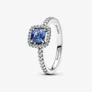 *BRAND NEW* Pandora Sterling Silver Sparkling Square Blue Halo Ring 193555C01