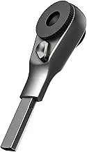 GALVANOX Flat-end Ratchet Driver Designed for Leatherman Models - Compatible with Multi-tool Flat Bit Kits and Standard 1/4" Hex Bits (Brushed Steel)