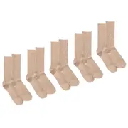 Holeproof Explorer 5 Pairs Socks Men Merino Wool Rib Business Crew Everyday Beige Oatmeal Bulk