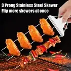 2Pcs 3 Way Skewer for Grilling 14.7inch Stainless Steel BBQ Grilling haTCC