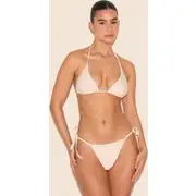 Cream Basic Triangle and Tie Side Bikini Set, Cream