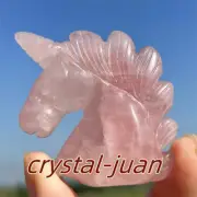 2" Natural Rose Quartz Unicorn Skull Hand Carved quartz Crystal Skull 1PC