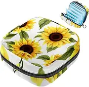 Period Bag,Sanitary Napkin Storage Bag,Floral Sunflower Pattern,Tampon Bag for Purse