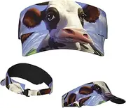 [RLDOBOFE] Sun Visor Hat Adjustable Empty Top Baseball Cap Cute Cow Sun Hats for Women Men Sunscreen Visor Caps Summer Beach Sports Hats Black, Black, One Size