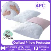 4x Luxury Quilted Pillow Protectors Case Slip Cotton Cover&Filling Anti-Allergy