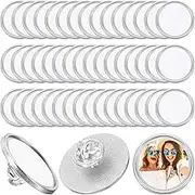 uxcell Sublimation Blank Button, 50 Pcs 0.98 Inch Aluminum DIY Sublimation Pins Round for DIY Craft Badge Jewelry Lapel, Silver White