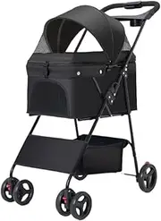 Pet Stroller Pet Stroller Stroller for Dogs and Cats to Go Out Small Pet Stroller Lightweight Outdoor Travel Foldable Small Pet Stroller(Black,B)