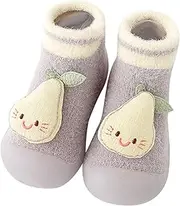 [Generic] Baby Canvas Sneaker Cartoon Socks Shoes Toddler WarmThe Floor Socks Non Slip Prewalker Shoes Toddler Girl Slip on