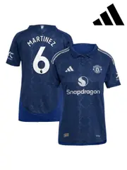 adidas Blue Manchester United EPL Away Authentic Shirt 2024-25 Womens - Martinez 6 Printing (AJ7424) | $204