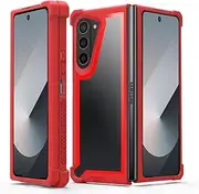 [Asuwish] Phone Case for Samsung Galaxy Z Fold 6 5G 2024 Cover Rugged Shockproof Drop Proof Full Body Protective Heavy Duty Hybrid Mobile Dual Layer Cell Accessories ZFold6 Z6 G Fold6 6Z Women Men Red