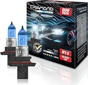 2 x H13 12V 60/55W Diamond Vision Xenon Look Effect Halogen Car Lamps Bulbs Light Optics Super Ultra White 8500K Low Beam High Beam Cool White White Light White Duobox PJ26.4T
