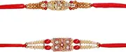 [AYUSHNAIK] Set of 2 Designer Rakhi Thread for Brothers Set Raksha Bandhan Multicoloured Stone Bead Rakhi Bracelets for Bhaiya Brother Bro on Rakhi Hindu Indian Festival Rakhadi Rakhari Threads