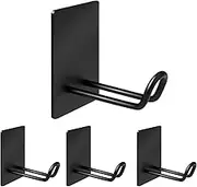 Quavzotu Self Adhesive Hooks Heavy Duty, Large Stainless Steel Towel Hooks, No Drill Sticky Hooks, Long Stick on Shower Wall Hooks for Hanging Hat Coat Key Headphone (Black(4Pcs))
