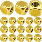 [BronaGrand] 200pcs Cube Spacer Beads Square Loose Charm Beads Jewelry Accessories for DIY Necklace Bracelet Earrings Crafts Decor, Antique Golden, 3.5x3mm