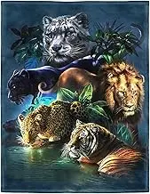 HommomH 60"x80" Jungle Animals Blanket Soft Fluffy Fleece Throw for Sofa Bed Tiger Leopard Lion
