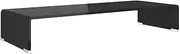 vidaXL Black Glass TV Stand and Monitor Riser, Modern Sleek Design, Ample Underneath Space, Reduces Strain, Easy Cleaning, 80x30x13 cm