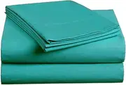 1000TC Ultra Soft Fitted Sheet Set (1 Fitted Sheet & 2 Pillowcases) (King Size Bed, Teal)