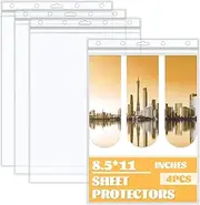 Sekonow Heavy Duty Sheet Protectors 8.5 x 11, Hard Page Protectors Waterproof Zip-Lock, Thick Clear Plastic Sleeves for Paper Document Certificate Photo Wall Sign Holder, 4 Pack