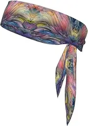 [Ghjkfbf] Dream Colorful Print Sports Headband Sweat Wicking Sweatband for Men Women Running Cycling Yoga Fitness Workout