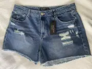 Decjuba Distressed Denim Shorts Size 16 New