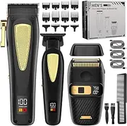 Professional 3-in-1 Hair Trimmer and Trimmer Set Men's Electric Shaver Razor Beard Trimmer Rechargeable Barber Scissors Hair Cutting Set Gifts for Him for Hairdressers