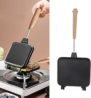 Garhelper Double Pie Iron Sandwichs Maker, Cast Iron Pie Maker with Anti Scalding Handle, Campfire Cooking Equipment Camping Pie Iron Cooking Pan for Open Flames and Campfires