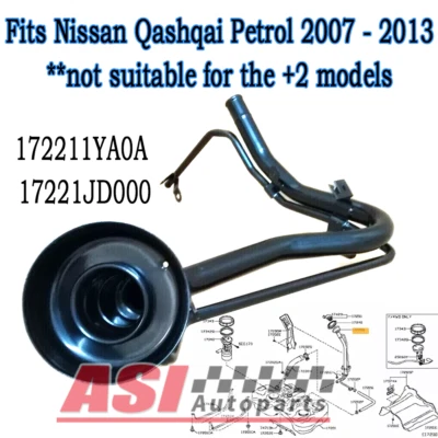 for 2007-2011 Nissan Qashqai J10 1.6LPG 2.0 Petrol Fuel Tank Filler Neck Pipe