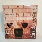 Circleware Napa Valley 5 PC Etched Glass Wine Decanter and Glasses NEW