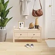 Hall Bench 80x40x43 cm Solid Wood Pine, Rustic Natural Finish, Storage Bench with 2 Drawers, Sturdy Top for Decorative Use, Entryway Seating, Easy Assembly