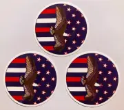 Flying Eagle US Flag Stickers Lot of 3 Vend Mach Decals Patriotic Stars Stripes
