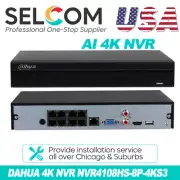 Dahua Brand 8CH 8PoE 1U NVR4108HS-8P-4KS3 12MP AI 4K Network Video Recorder US