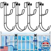 TAINAT 4PCS Adjustable Pool Pole Hanger,Double Pool Fence Hooks for Pool Equi