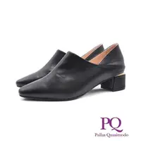 在飛比找PChome24h購物優惠-PQ(女)氣質金邊低跟踝靴 女鞋-黑色(另有米白色)