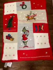 Pottery Barn Kids Dr. Seuss's The Grinch Holiday Baby Blanket Name Removed NEWT
