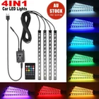 RGB Car Interior LED Strip Lights Step Footwell Light Remote Voice USB Control