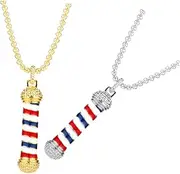 [HONMEET] 2 pcs Revolving Pendant Necklace for Women Men Unique Hair Salon Lamp Jewelry Stylish Necklaces for Parties Gatherings Daily Wear