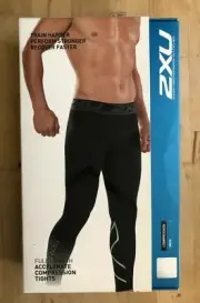 2XU Accelerate Compression Full Length Men'sTights, Black, MA4476b, SMALL