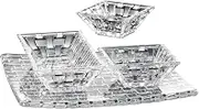 Nachtmann Bossa Nova Collections, 4 Piece Serving Set, Crystal Glass Serving Dishes for Cheese, Crackers, Fruits, and Appetizers, Platter, Square and Rectangular Bowls