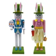 Easter Bunny Nutcracker Decor Easter Decoration Wooden Nutcracker Figure