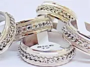 Men's Stainless Steel Silver Chain Spinner Ring, W/Gift Box!