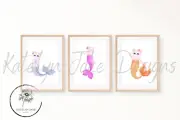 MerCat Wall Art Prints - Set x 3 PRINTED OR DIGITAL