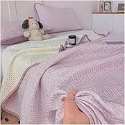 Quilt Set Twin Full Queen Lightweight Quilts Soft 100% Cotton Double Gauze Bedspreads Coverlets Bedding Set for All Seasons(Purple,230x240cm 1 Piece)